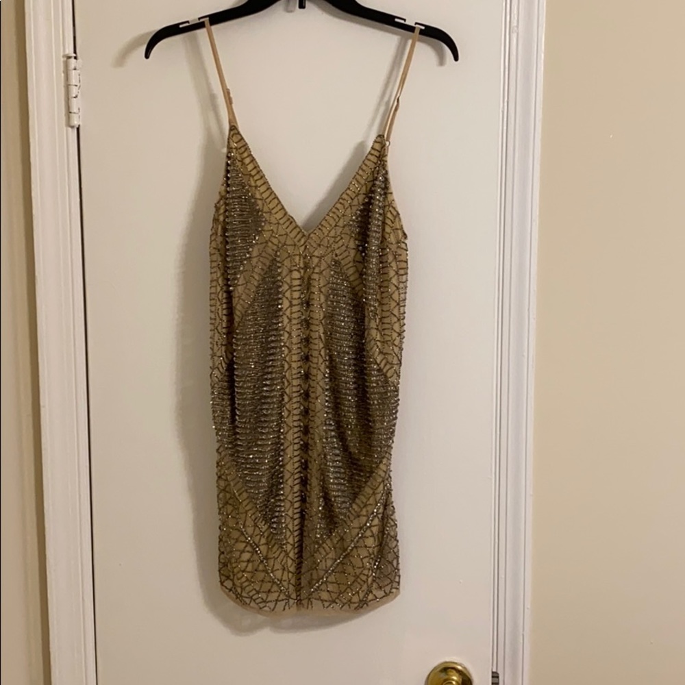 embroidered mini dress with nude lining from TOBI